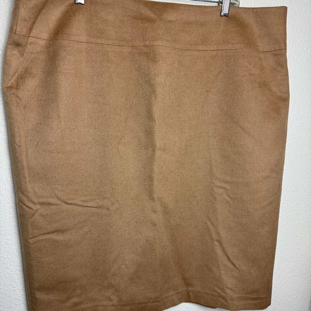 Marina Rinaldi Classic Skirt 100% Camel Wool Size 29 Like New